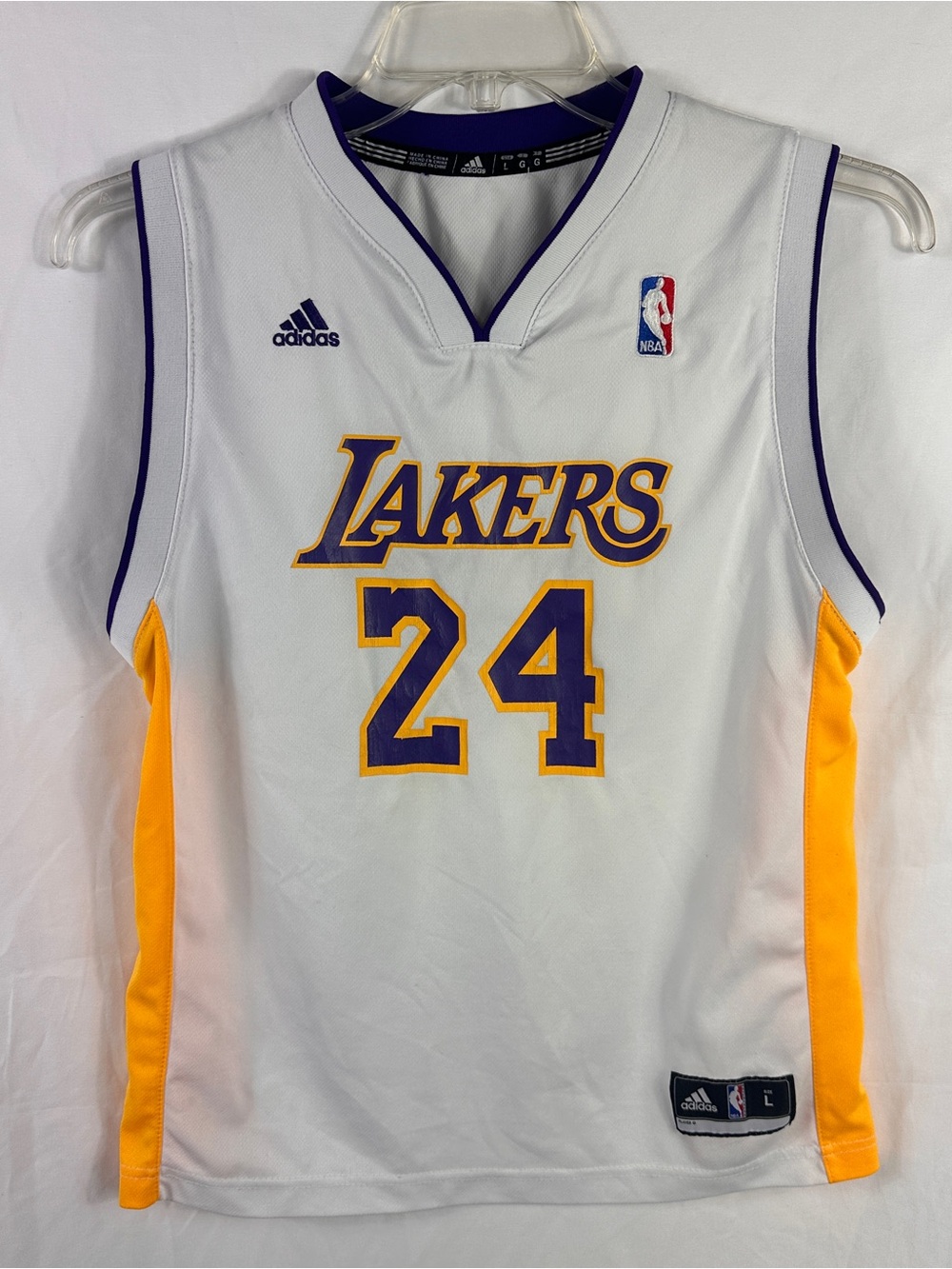 adidas Kobe Bryant White Lakers #24 Jersey with Purple & Gold Accents